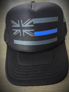 Blue Line Flag Trucker  Black