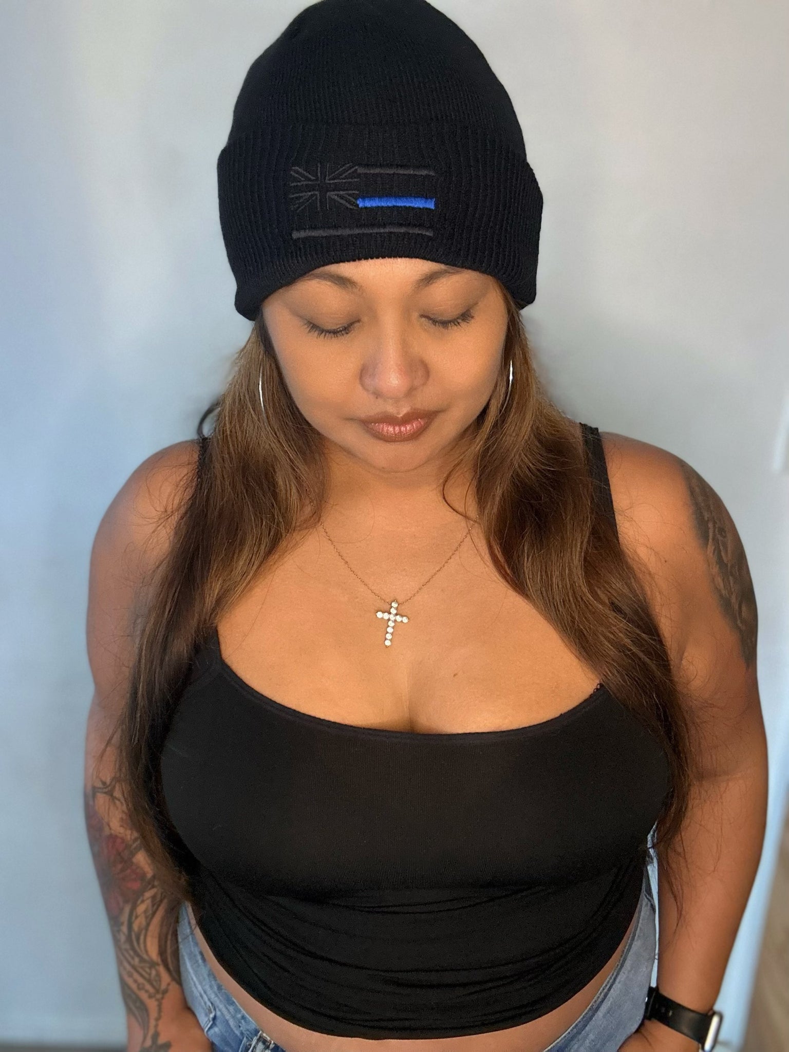 808 Blue Flag Beanie (Cuff)