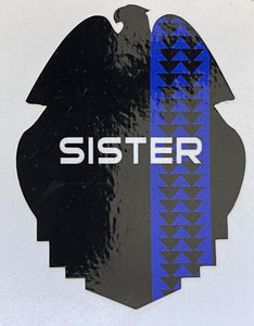 Sister Blue Line Tribal Badge Sticker