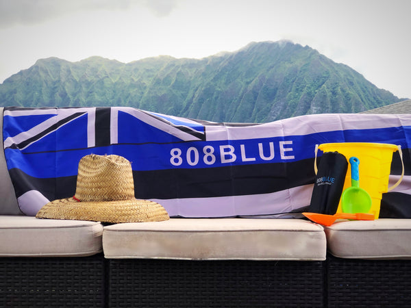808 Blue Solid Flag Microfiber Beach Towel