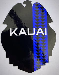 Kauai Blue Line Tribal Badge Sticker