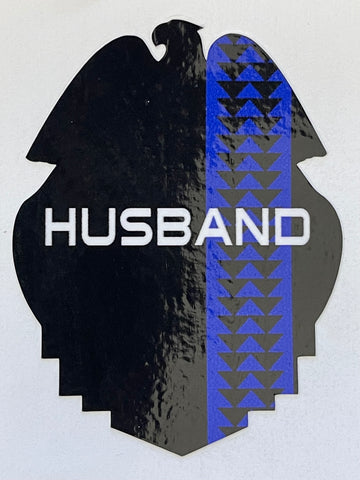 Husband Blue Line Tribal Badge Sticker